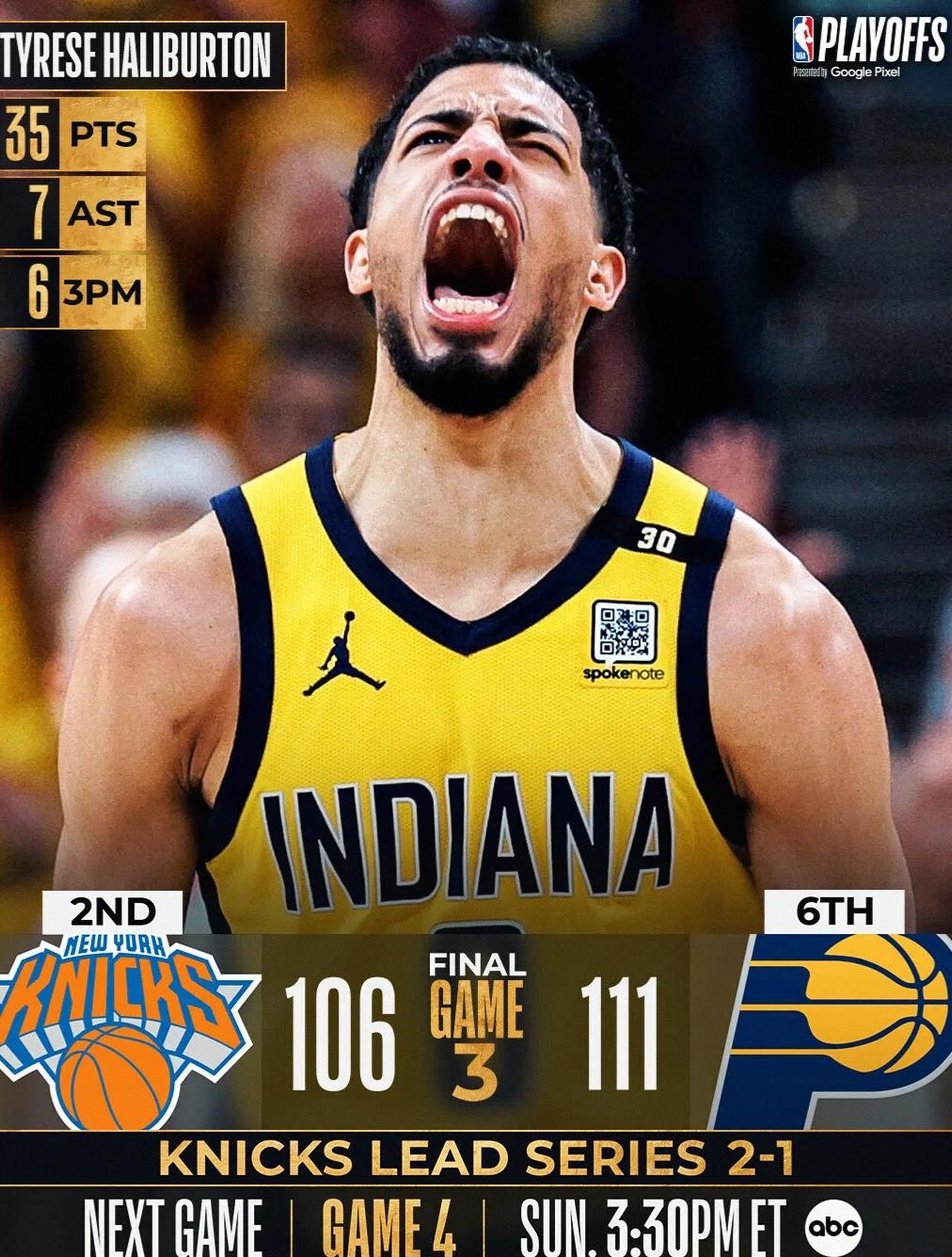 步行者险胜连续三场30+，威金斯关键表现点燃全场！